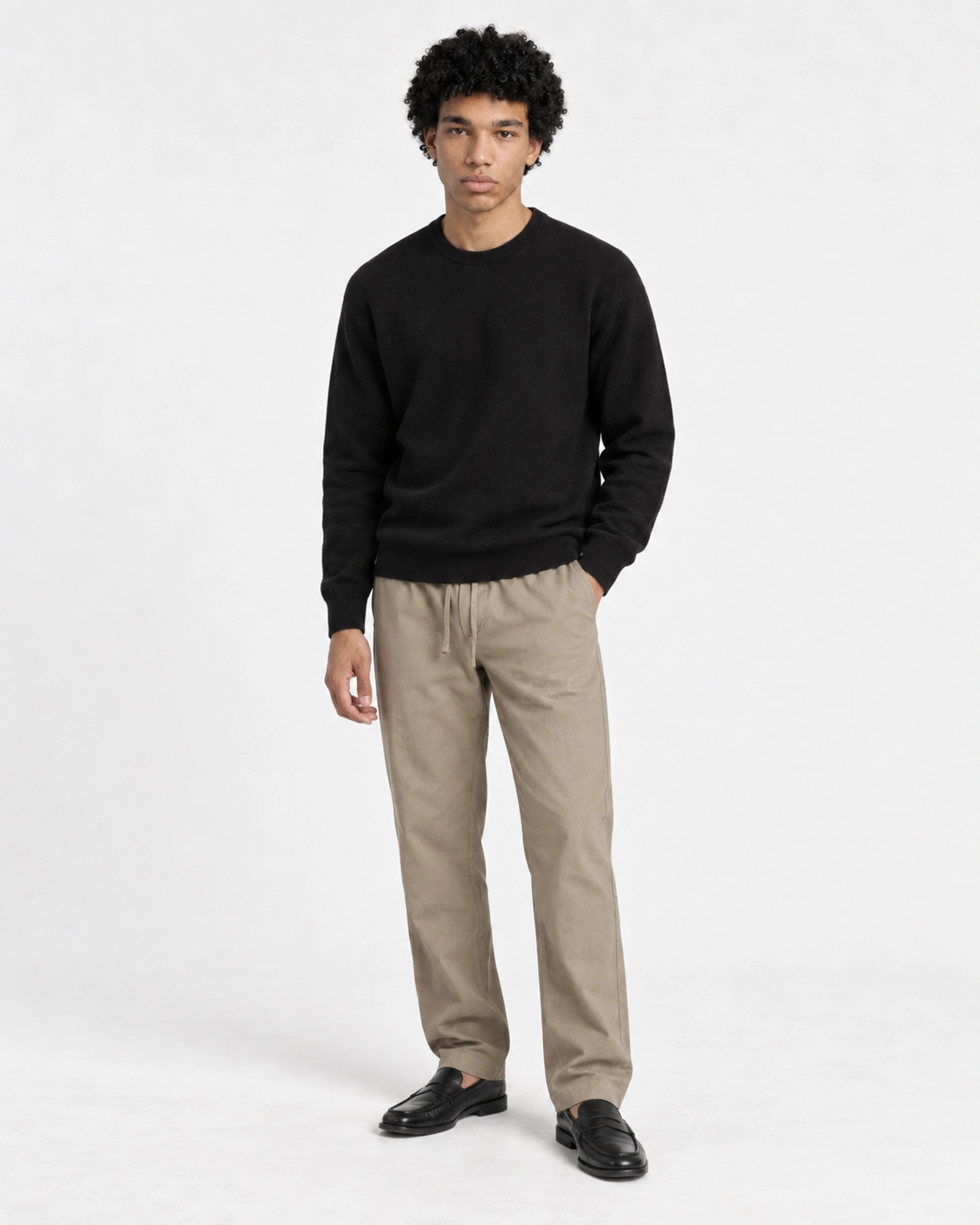 Relaxed Linen Pants Khaki — foto model
