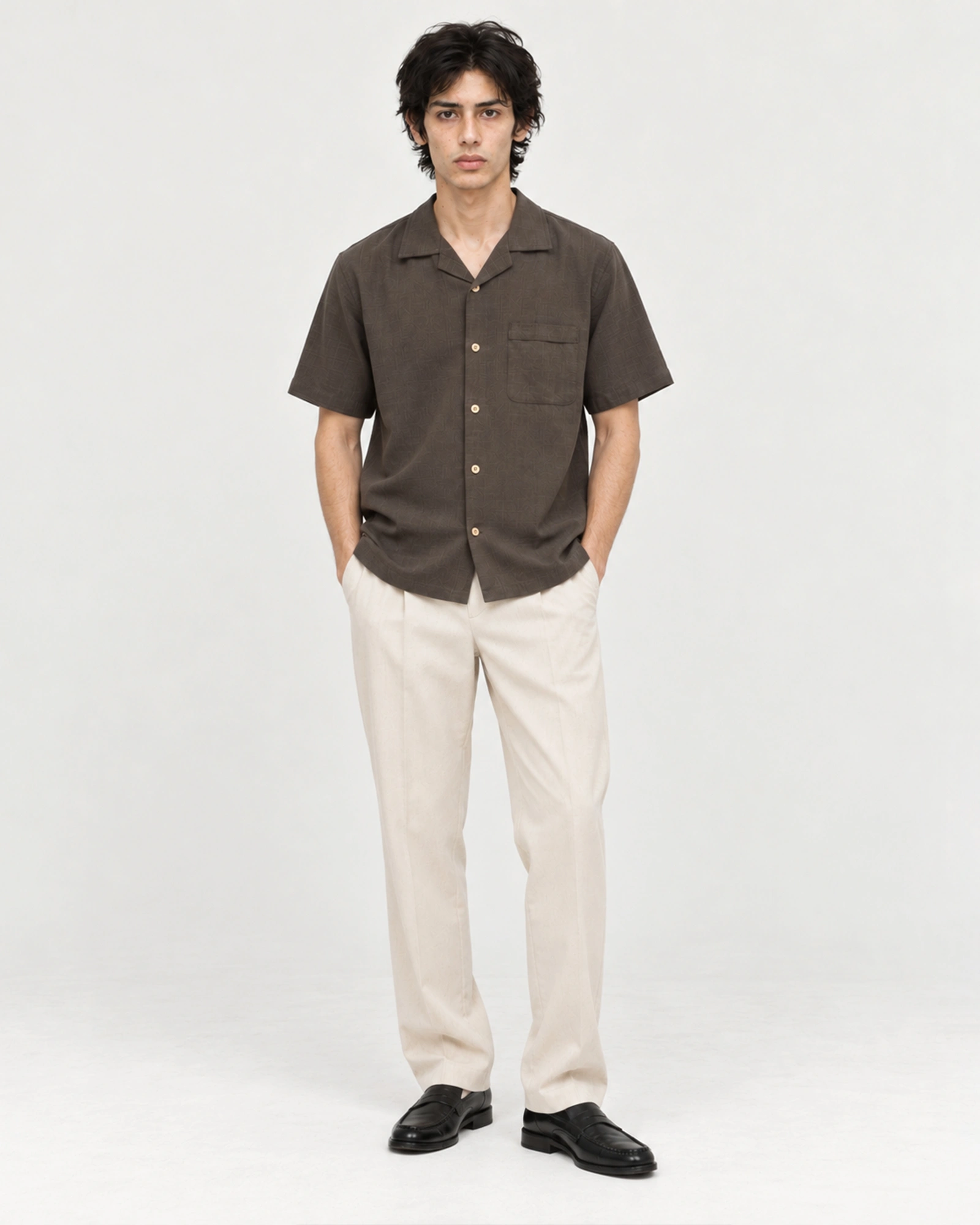 Alley Bowling Shirt Mocha — foto model