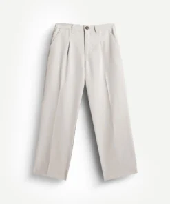 Straight Pleated Pants Cream