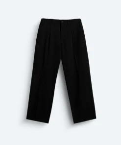 Straight Pleated Pants Black