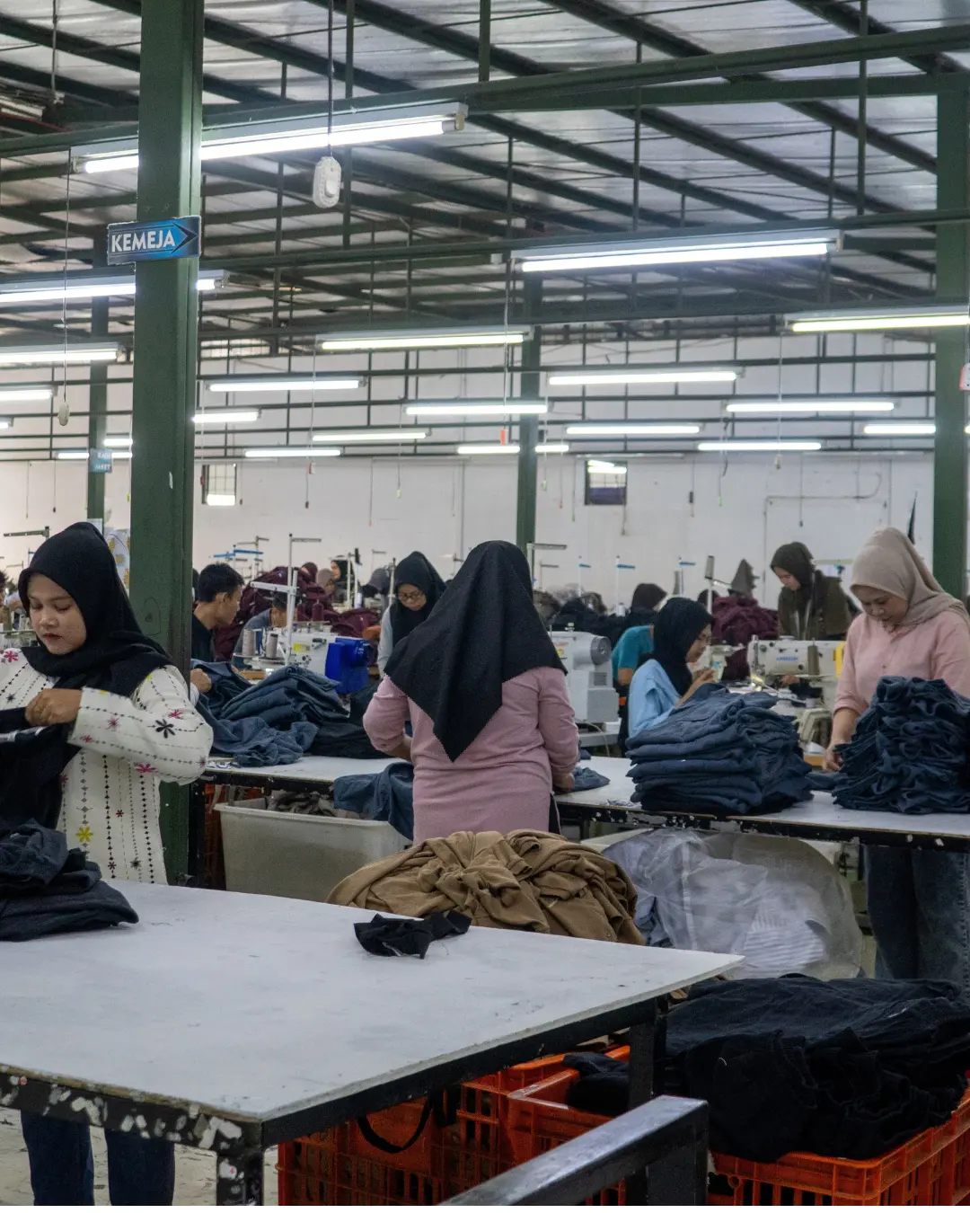 OXFOORD garments moving through the production floor